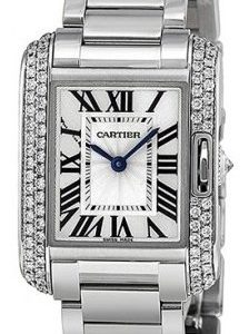 Cartier Tank Anglaise Wt100008 Kello Hopea / 18k Valkokultaa