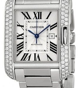 Cartier Tank Anglaise Wt100009 Kello Hopea / 18k Valkokultaa