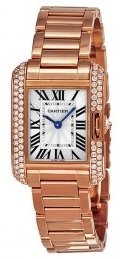 Cartier Tank Anglaise Wt100027 Kello Hopea / 18k Punakultaa