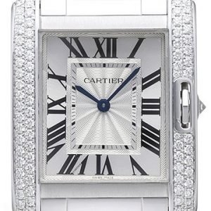 Cartier Tank Anglaise Wt100028 Kello Hopea / 18k Valkokultaa