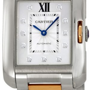 Cartier Tank Anglaise Wt100032 Kello Hopea / 18k Punakultaa