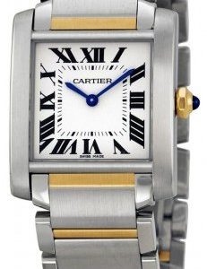 Cartier Tank Francaise W2ta0003 Kello Hopea / 18k Keltakultaa