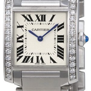 Cartier Tank Francaise W4ta0009 Kello Hopea / Teräs