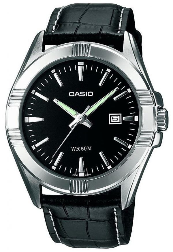 Casio Mtp-1308pl-1avef Kello Musta / Nahka