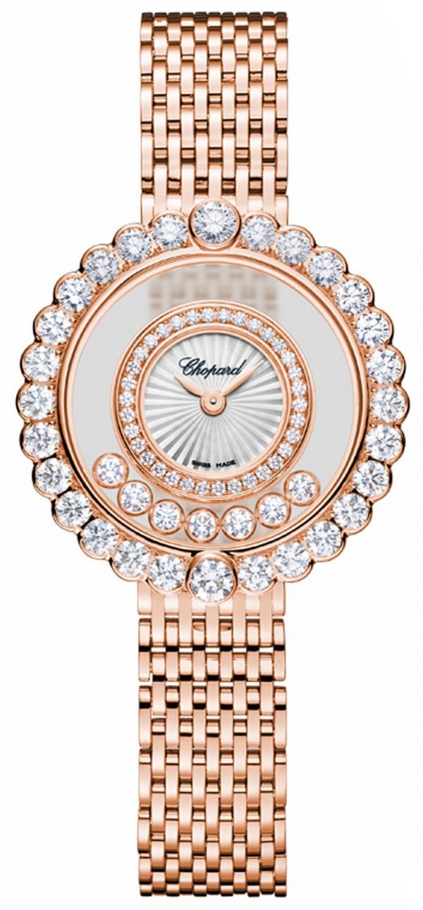 Chopard Happy Diamonds 204180-5201 Kello Hopea / 18k Punakultaa