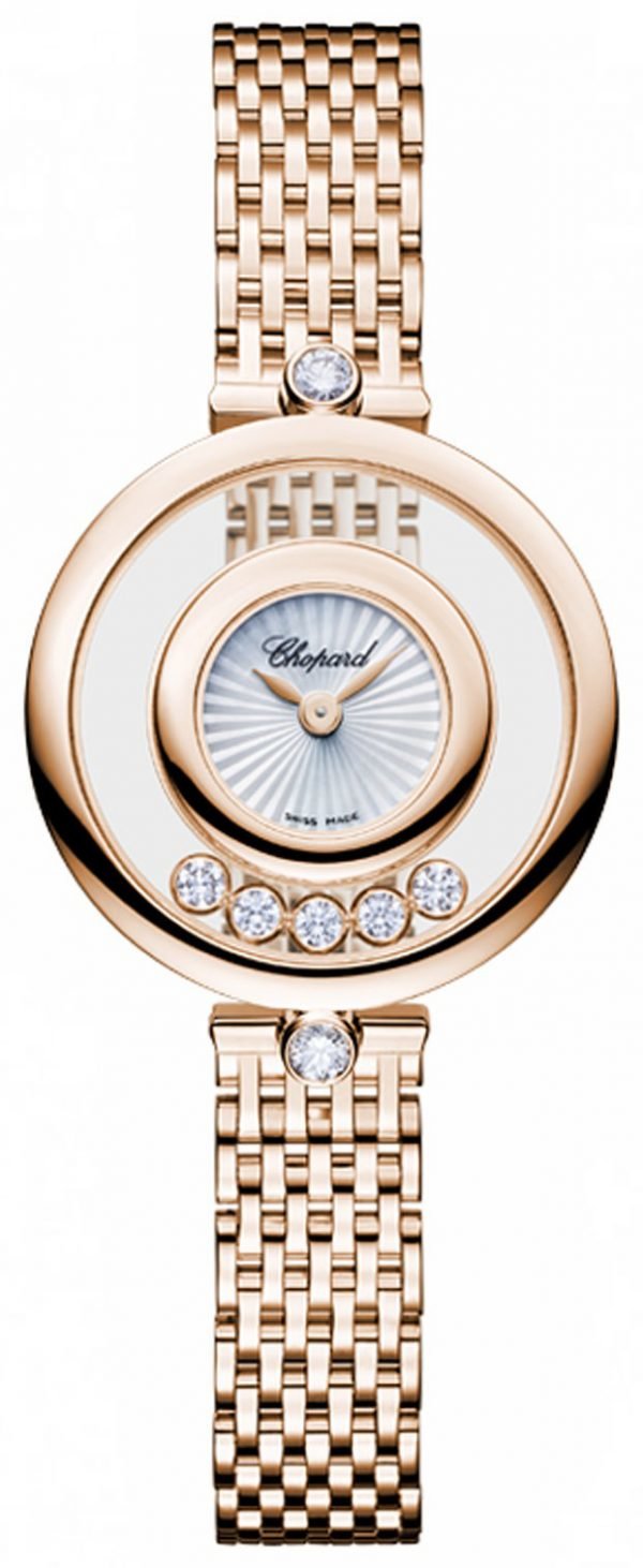 Chopard Happy Diamonds 209416-5001 Kello Hopea / 18k Punakultaa