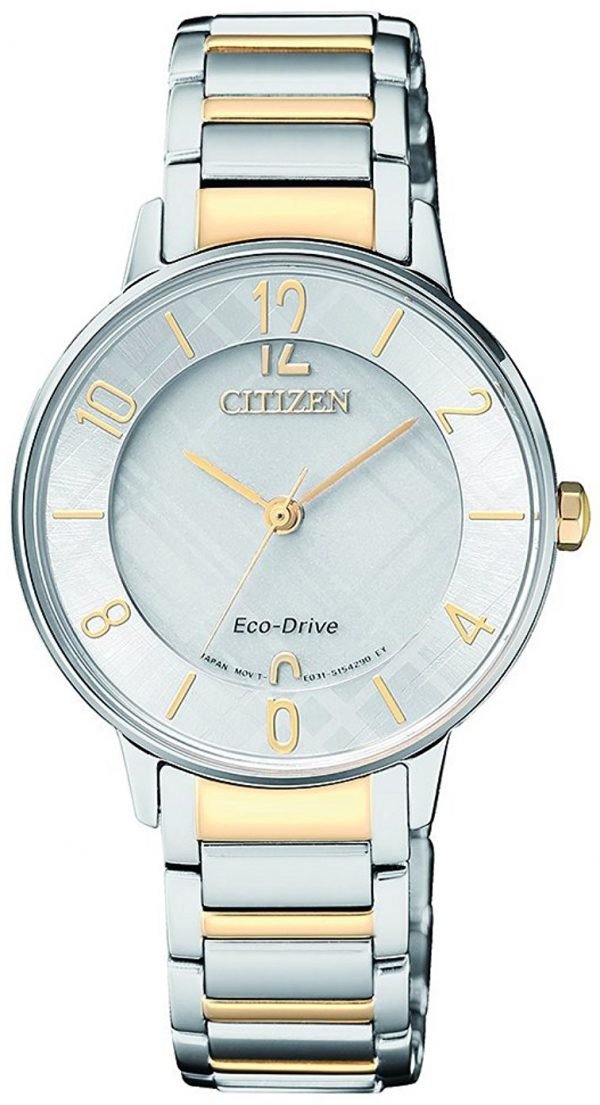 Citizen Elegance Em0524-83a Kello Hopea / Kullansävytetty