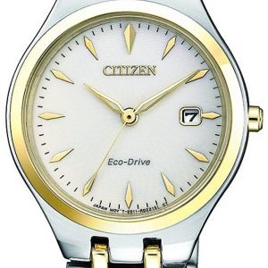 Citizen Elegance Ew2484-82b Kello Valkoinen / Kullansävytetty