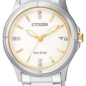 Citizen Elegance Fe6054-54a Kello Valkoinen / Kullansävytetty