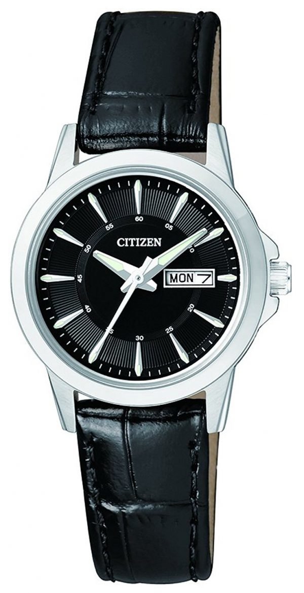 Citizen Leather Eq0601-03e Kello Musta / Nahka