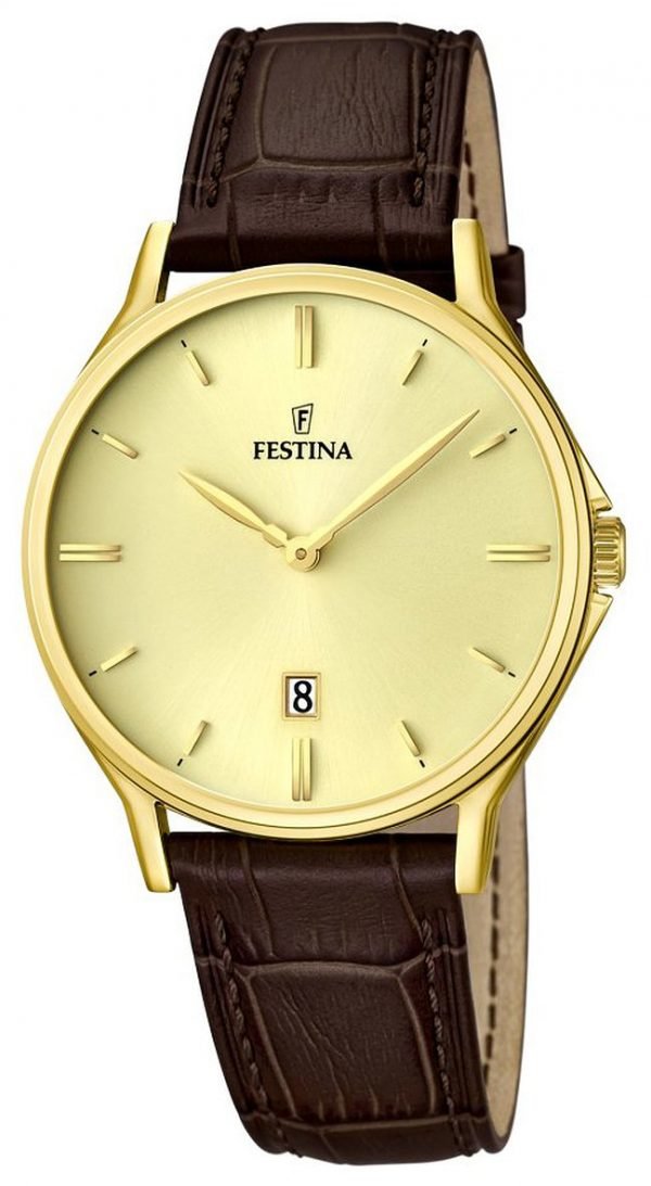 Festina Dress F16747-2 Kello Samppanja / Nahka