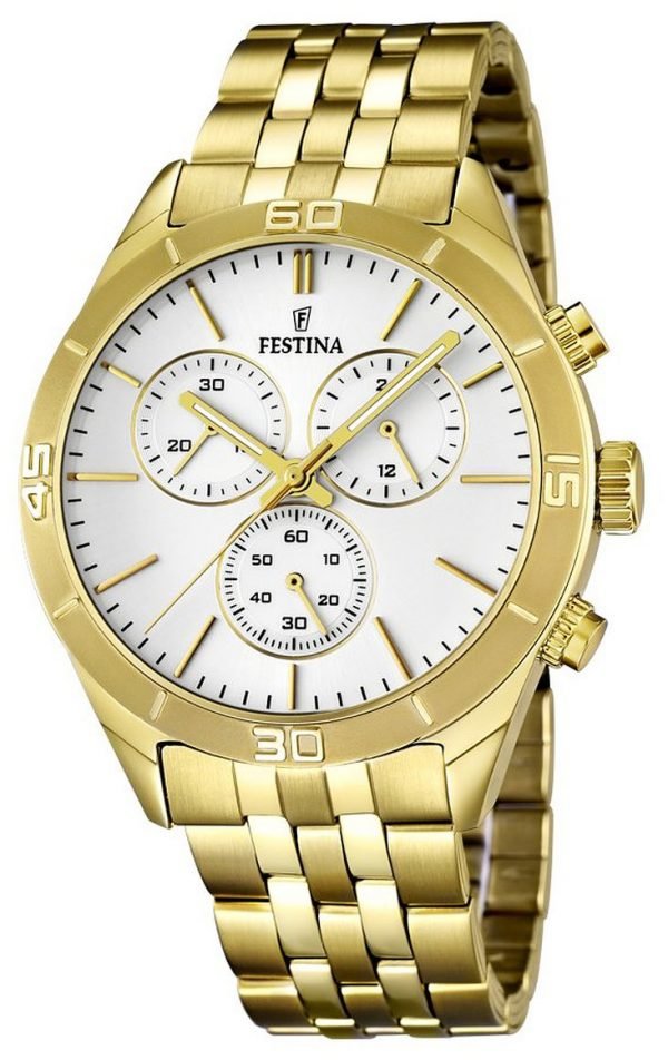 Festina F16764-1 Kello Valkoinen / Kullansävytetty Teräs