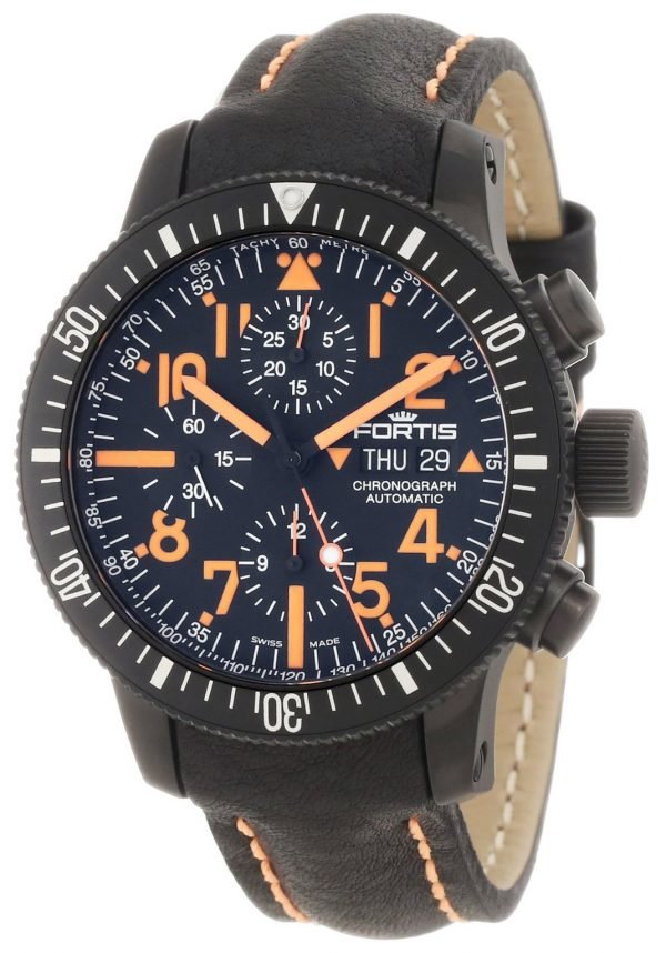 Fortis B-42 Black 638.28.13.L13 Kello Musta / Nahka