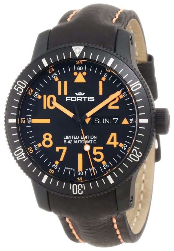 Fortis B-42 Black 647.28.13 L13 Kello Musta / Nahka