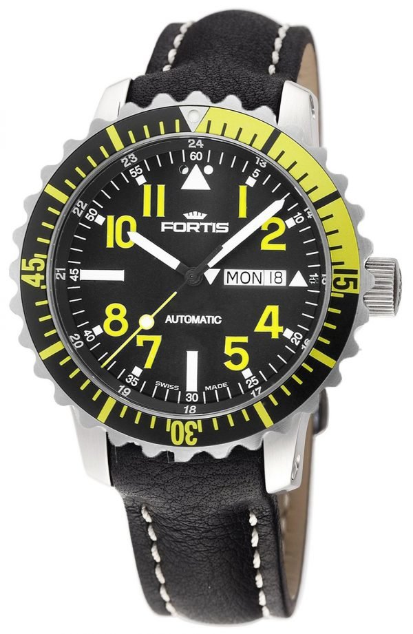 Fortis B-42 Marinemaster 670.24.14.L01 Kello Musta / Nahka