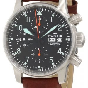 Fortis Flieger 597.11.11.L16 Kello Musta / Nahka