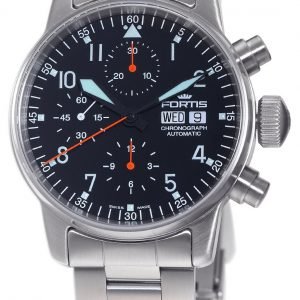 Fortis Flieger 597.11.11.M Kello Musta / Teräs