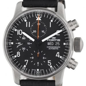 Fortis Flieger 597.22.11.L01 Kello Musta / Nahka