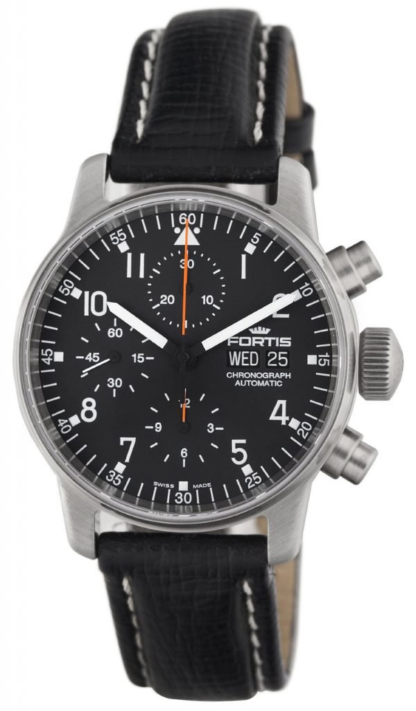 Fortis Flieger 597.22.11.L01 Kello Musta / Nahka