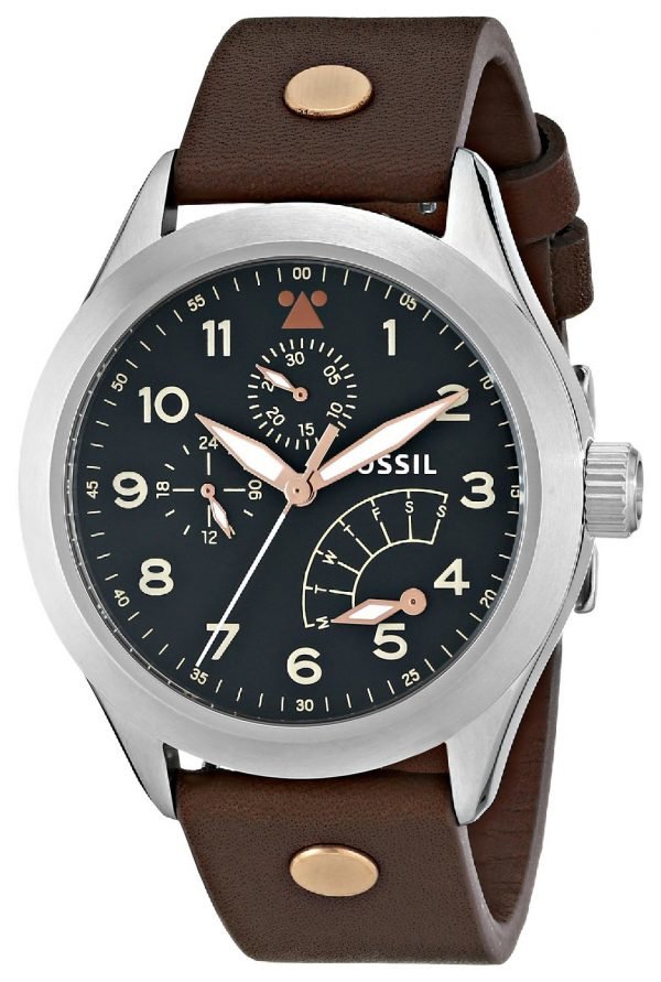 Fossil Aeroflite Ch2939 Kello Musta / Nahka