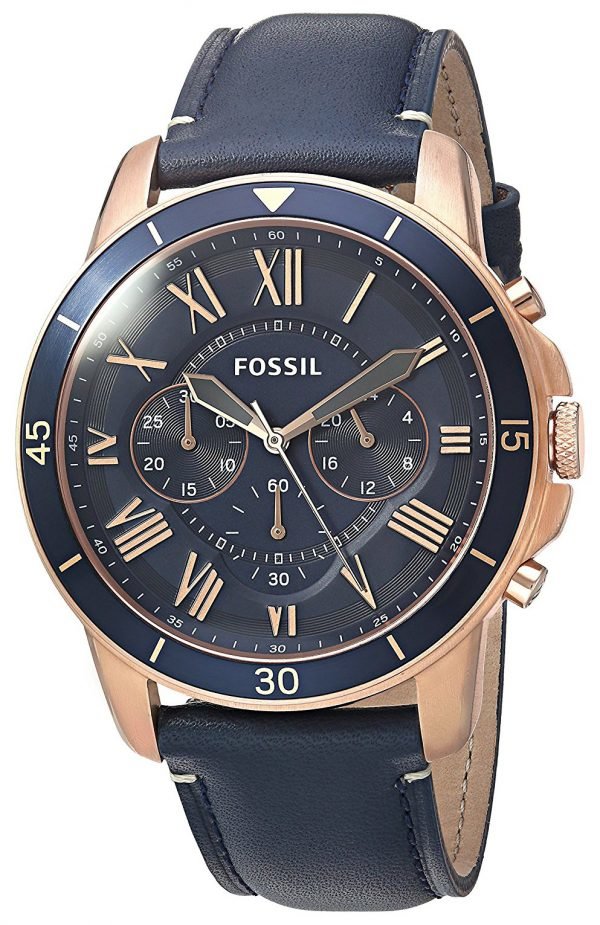 Fossil Grant Fs5237 Kello Sininen / Nahka