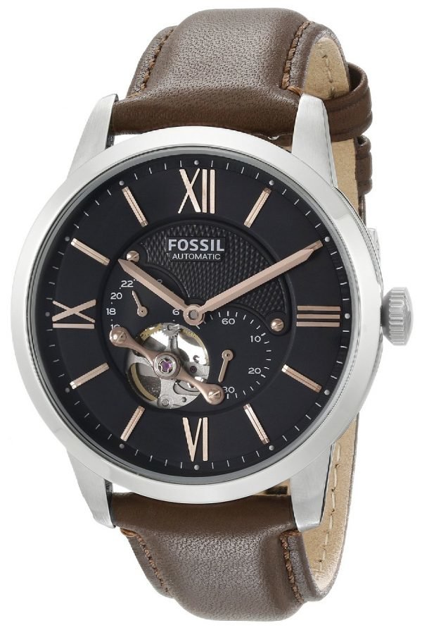 Fossil Mechanical Me3061 Kello Musta / Nahka