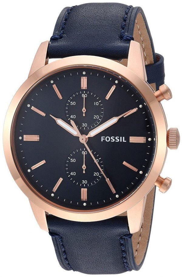 Fossil Townsman Fs5436 Kello Sininen / Nahka