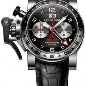 Graham Chronofighter Oversize 2ovgs.B39a Kello Musta / Nahka