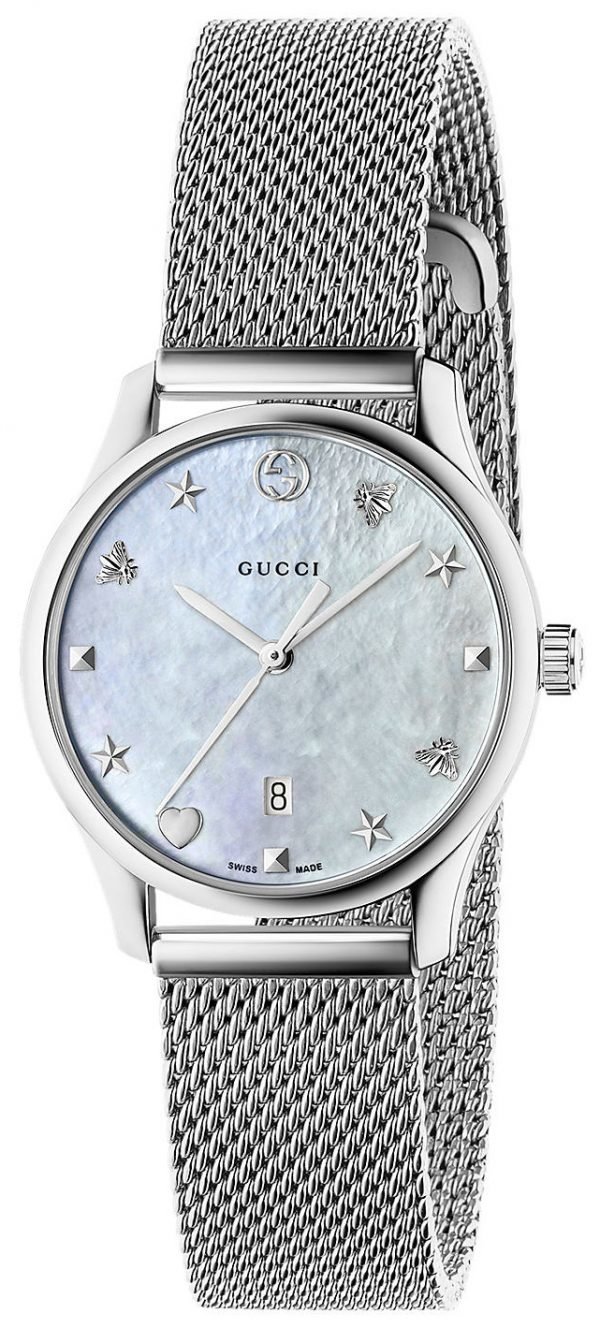 Gucci G-Timeless Ya126583 Kello Valkoinen / Teräs