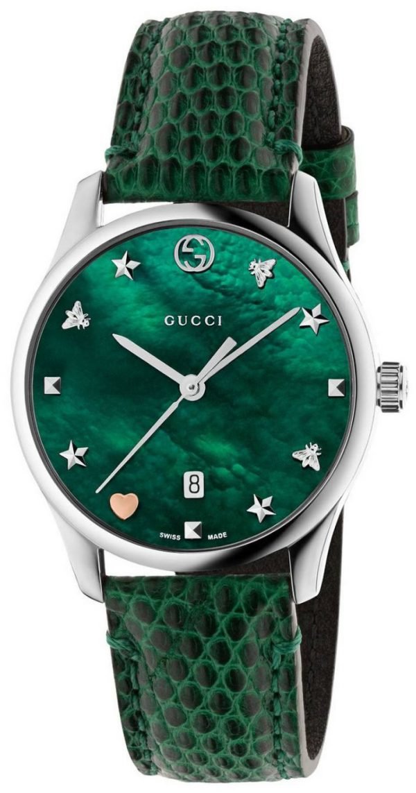 Gucci G-Timeless Ya126585 Kello Vihreä / Nahka