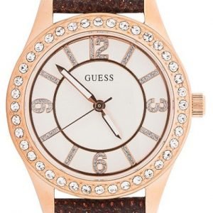 Guess Dress W0512l1 Kello Valkoinen / Nahka