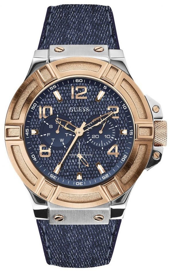 Guess Rigor W0040g6 Kello Sininen / Nahka