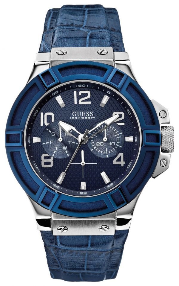 Guess Rigor W0040g7 Kello Sininen / Nahka