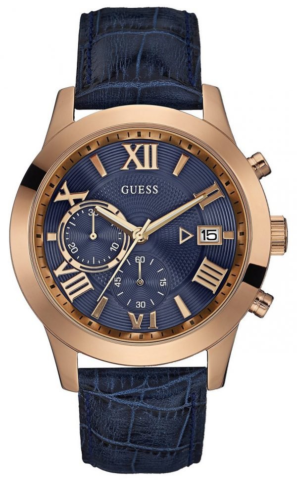 Guess Sporty W0669g2 Kello Sininen / Nahka