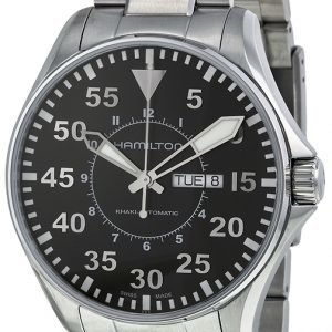 Hamilton Khaki Aviation H64715135 Kello Musta / Teräs