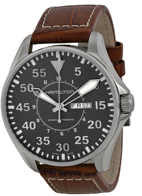 Hamilton Khaki Aviation H64715885 Kello Harmaa / Nahka