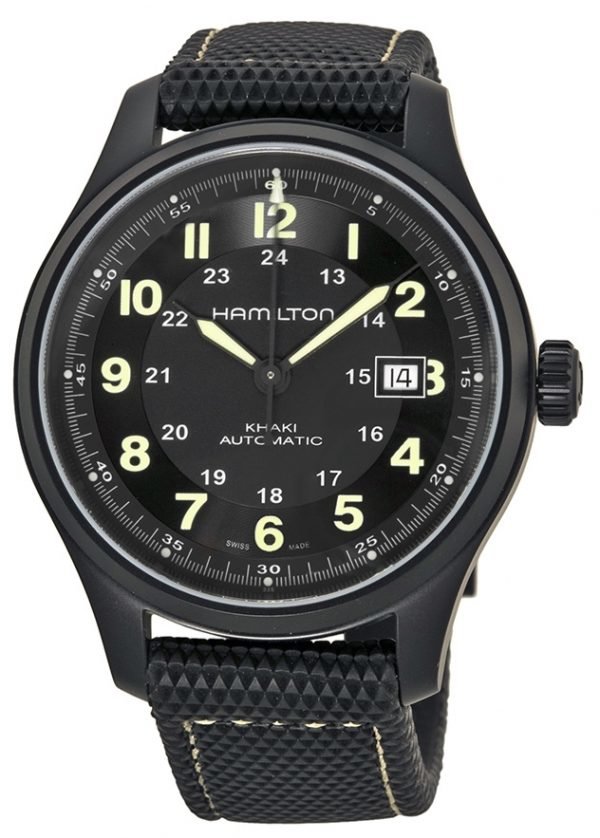 Hamilton Khaki Field Titanium H70575733 Kello Musta / Tekstiili