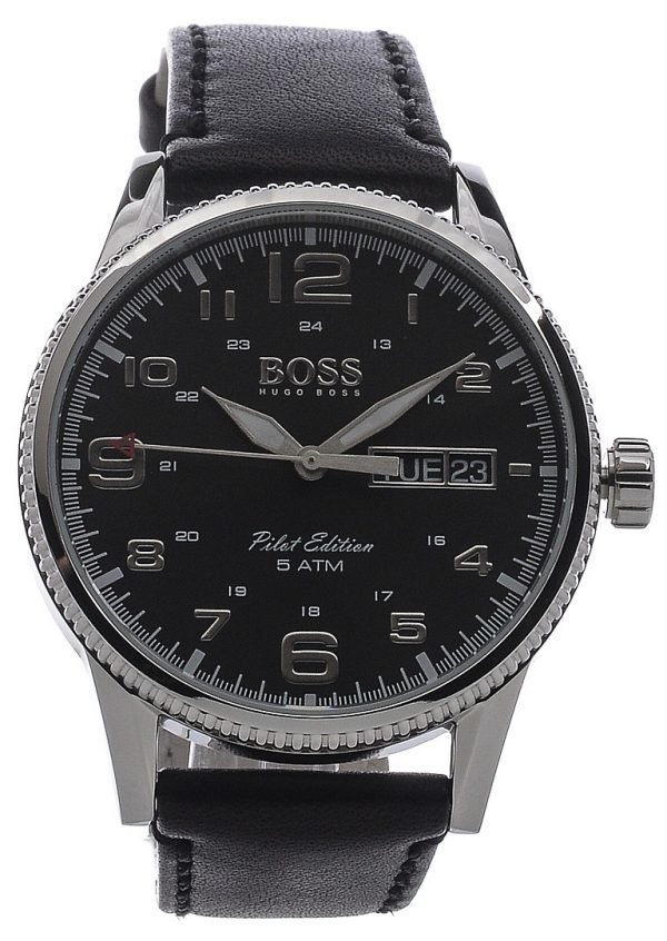 Hugo Boss Pilot Vintage 1513330 Kello Musta / Nahka