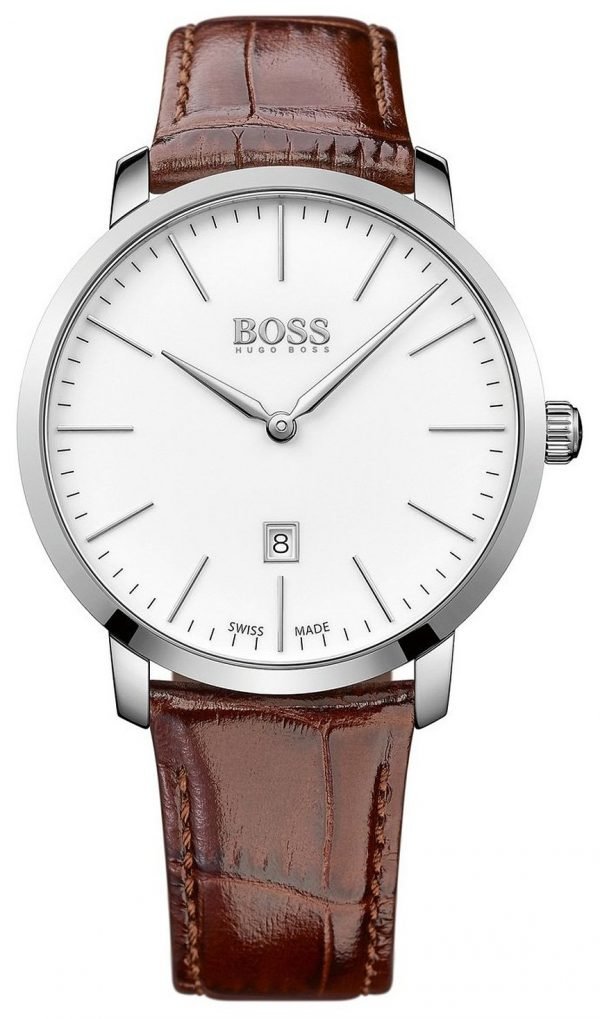 Hugo Boss Swiss Made 1513255 Kello Valkoinen / Nahka