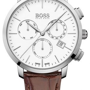 Hugo Boss Swiss Made 1513263 Kello Valkoinen / Nahka