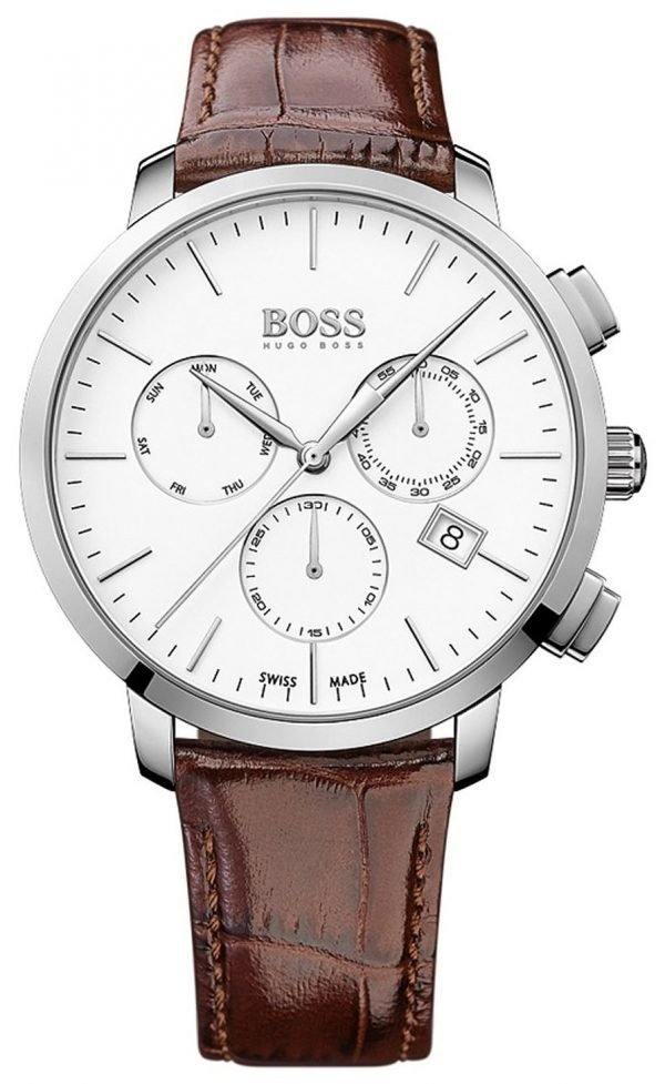 Hugo Boss Swiss Made 1513263 Kello Valkoinen / Nahka