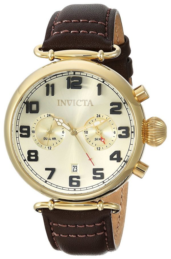 Invicta Aviator 22982 Kello Samppanja / Nahka