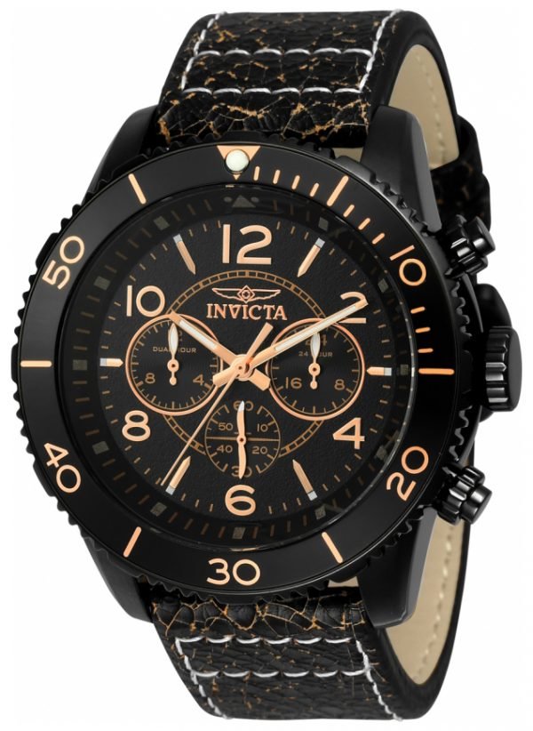 Invicta Aviator 24554 Kello Musta / Nahka