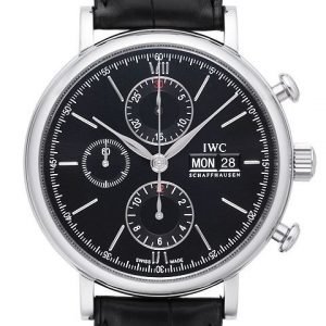 Iwc Portofino Chronograph Iw391008 Kello Musta / Nahka