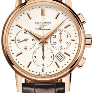 Longines Column Wheel L2.733.8.72.4 Kello Hopea / Nahka