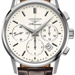 Longines Column Wheel L2.749.4.72.4 Kello Hopea / Nahka