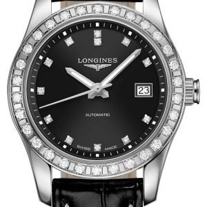 Longines Conquest L2.285.0.57.3 Kello Musta / Nahka