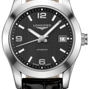 Longines Conquest L2.285.4.56.3 Kello Musta / Nahka