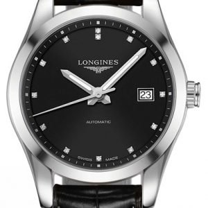 Longines Conquest L2.785.4.58.3 Kello Musta / Nahka