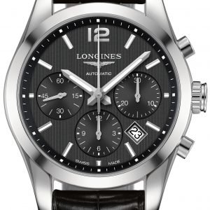 Longines Conquest L2.786.4.56.5 Kello Musta / Nahka